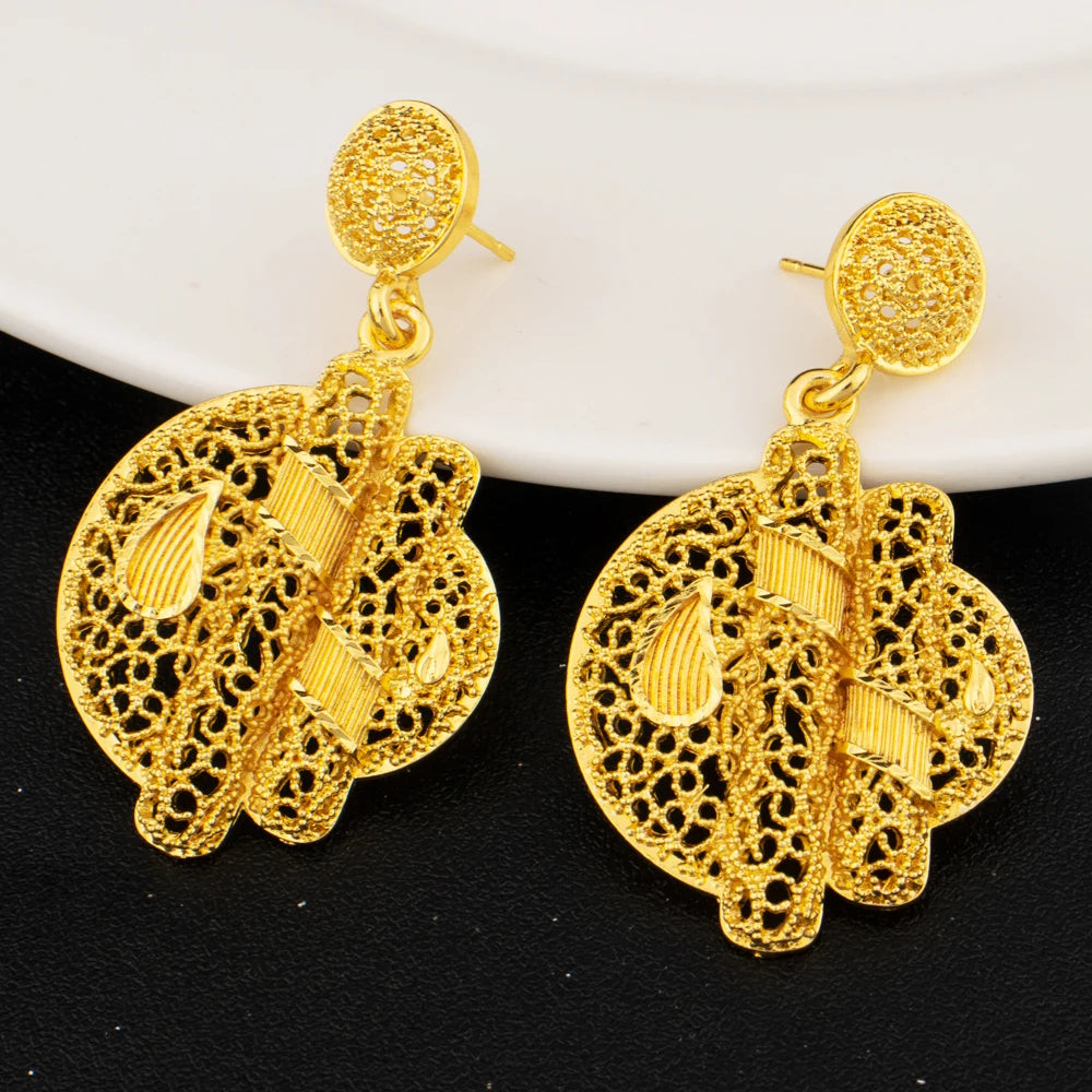Dubai 24k Gold Plated Jewelry Sets for Women Indian Bridal Costume  Jewelry Wholesale Nigerian Wedding Party Gifts