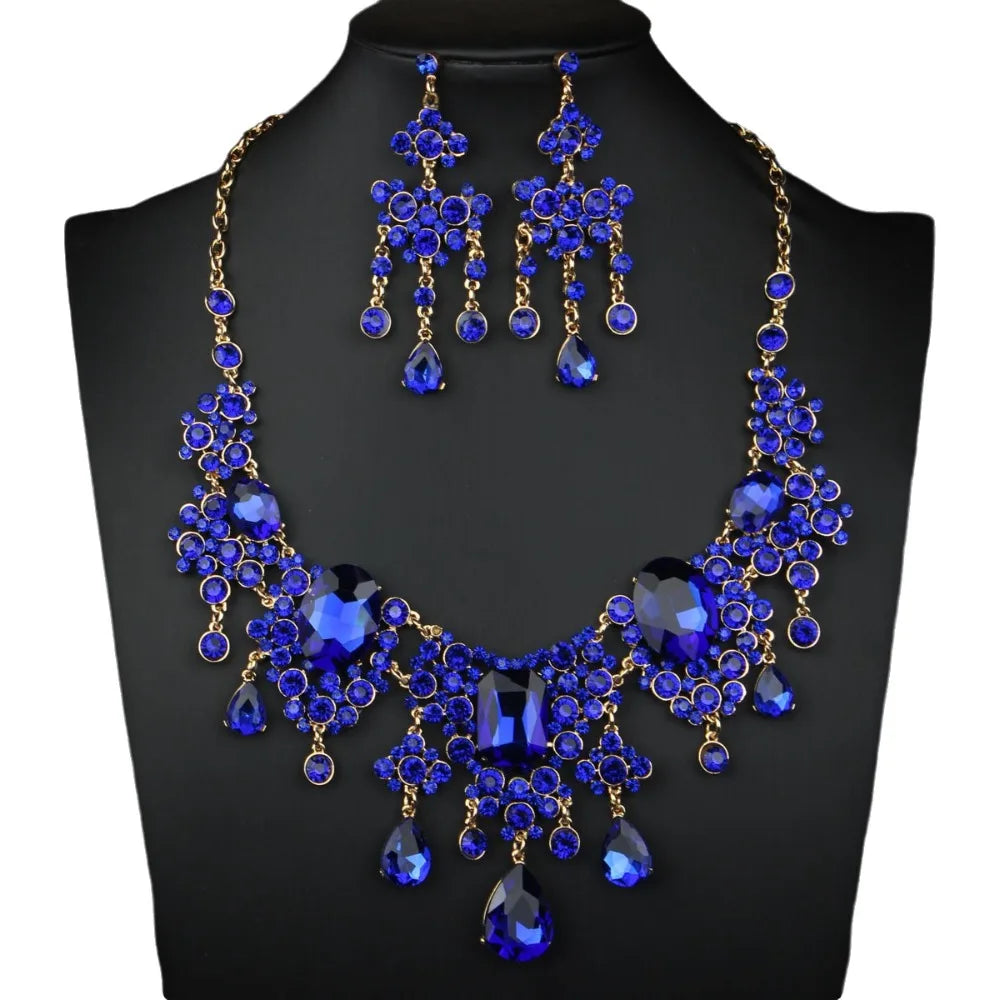 Elegant Rhinestone Jewelry Set Shiny Baroque Necklace Earrings Set Exquisite Luxury Wedding Bridal Accessories Wedding Party