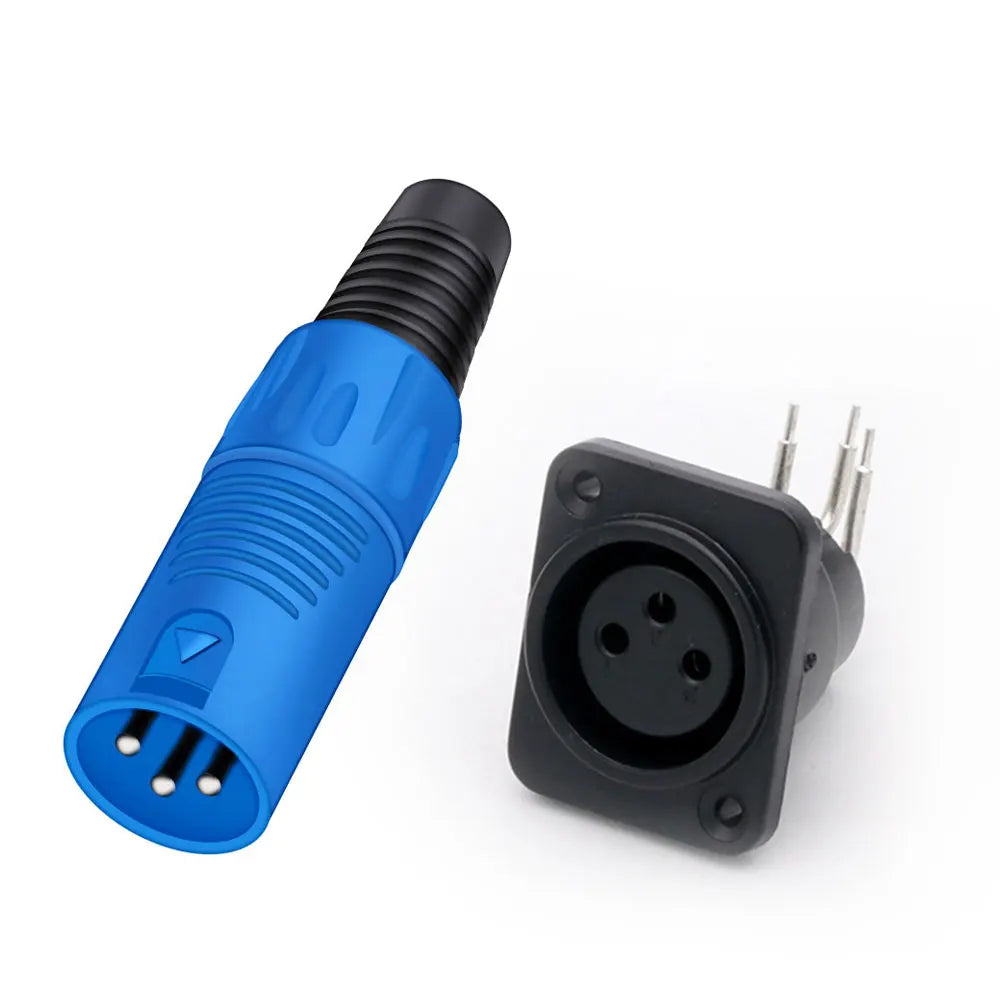 2PCS XLR wire connector, 3pins, male plug+female socket, wire connector+panel mount type, with protecting cover, for Audio/Video