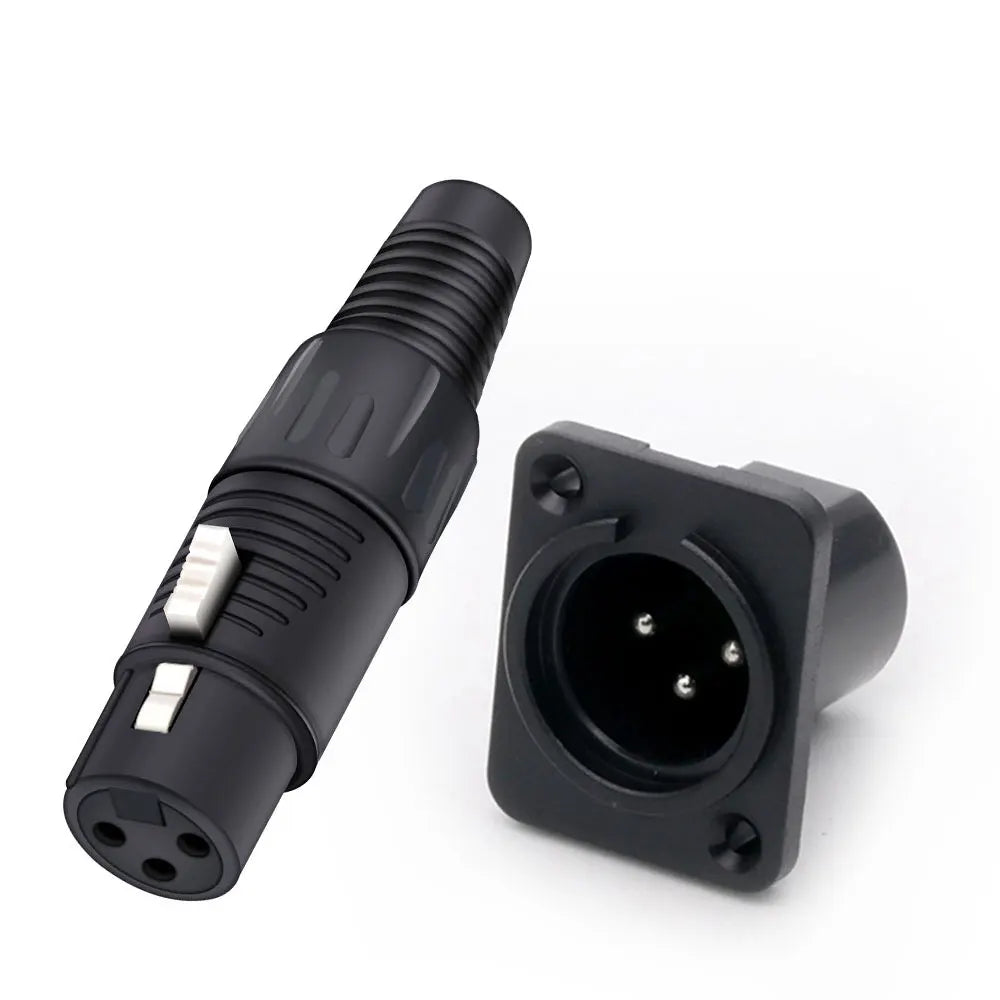 2PCS XLR wire connector, 3pins, male plug+female socket, wire connector+panel mount type, with protecting cover, for Audio/Video