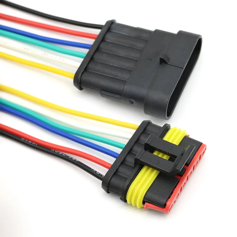 1Set Waterproof Electrical Auto Connector 1P-6P Way Male Female Plug with Wire Cable Harness for Car Motorcycle