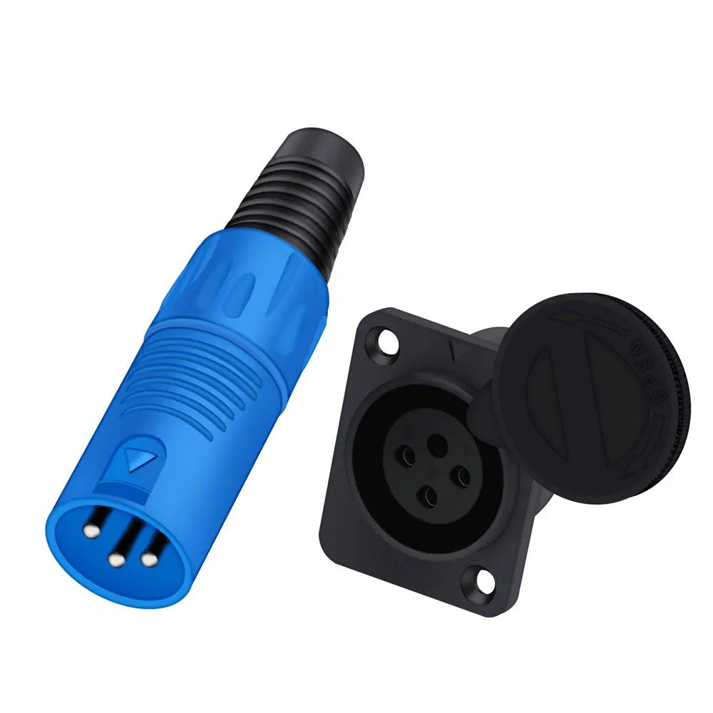 2PCS XLR wire connector, 3pins, male plug+female socket, wire connector+panel mount type, with protecting cover, for Audio/Video