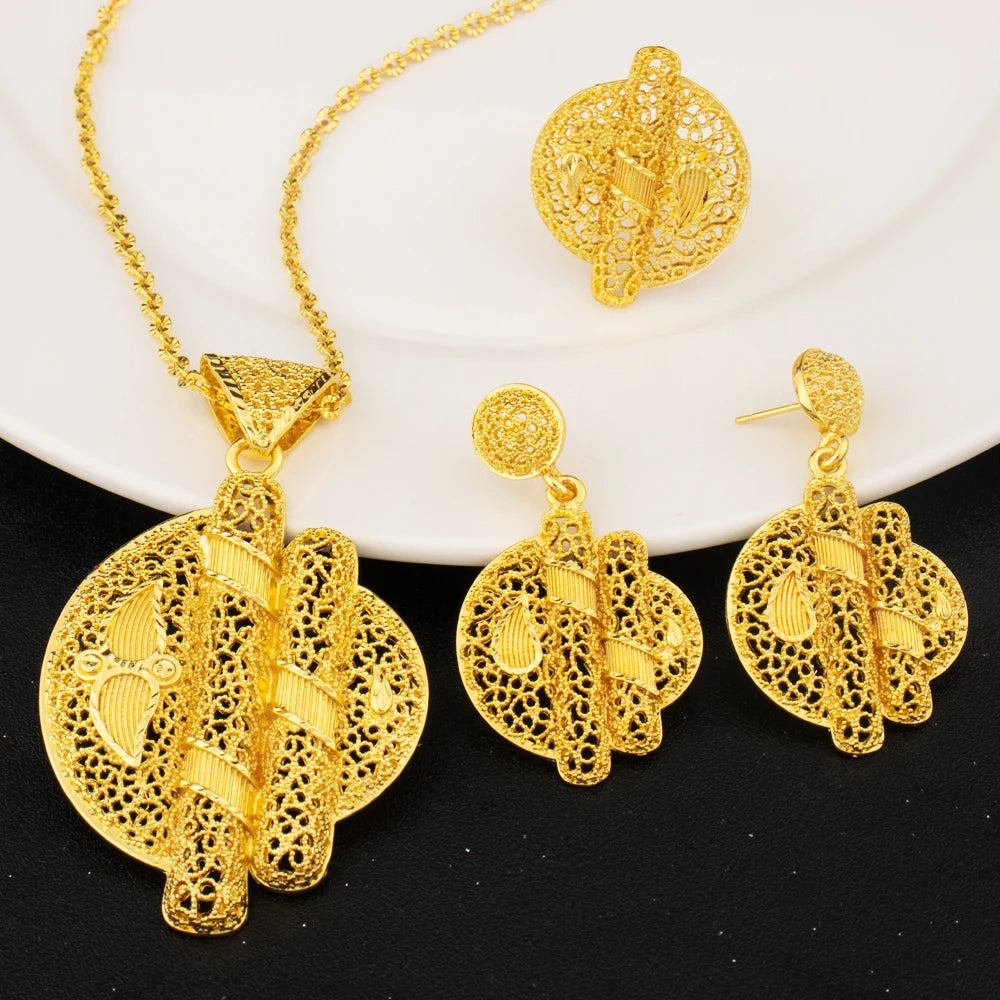 Dubai 24k Gold Plated Jewelry Sets for Women Indian Bridal Costume  Jewelry Wholesale Nigerian Wedding Party Gifts