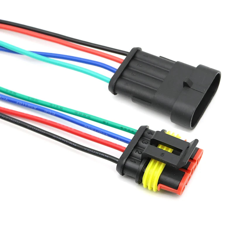 1Set Waterproof Electrical Auto Connector 1P-6P Way Male Female Plug with Wire Cable Harness for Car Motorcycle