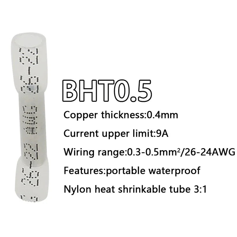 Heat Shrink Butt Wire Connectors Waterproof Insulated Automobile Wire Cable Crimp Terminals AWG 26-10 0.3-6.0mm2