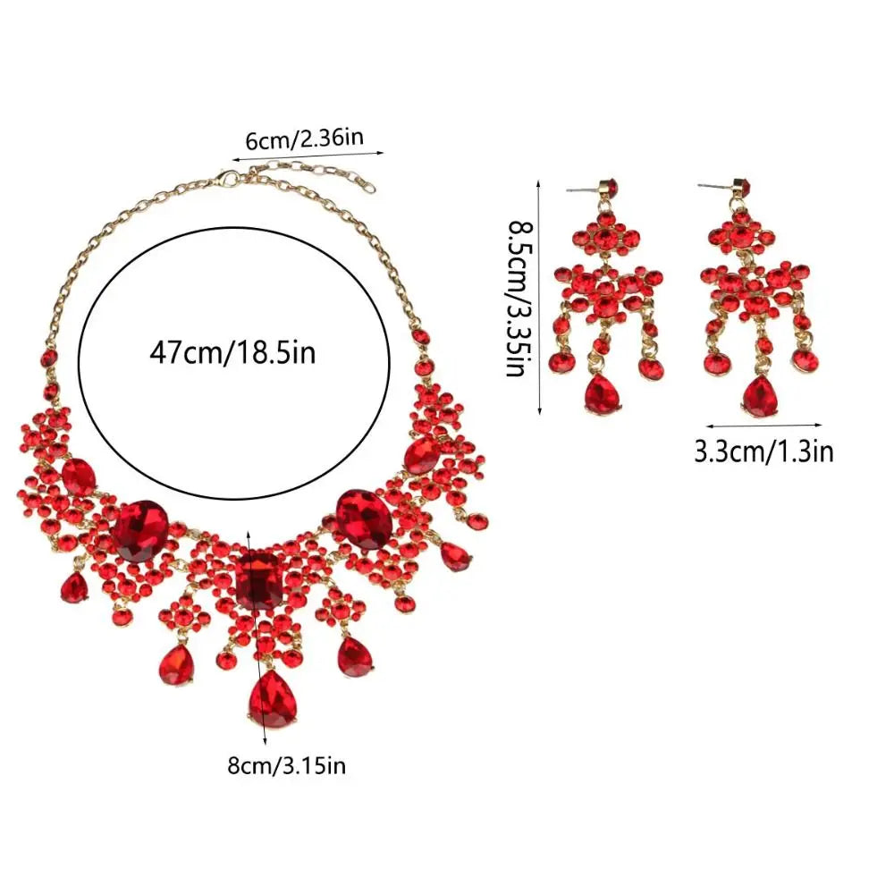 Elegant Rhinestone Jewelry Set Shiny Baroque Necklace Earrings Set Exquisite Luxury Wedding Bridal Accessories Wedding Party