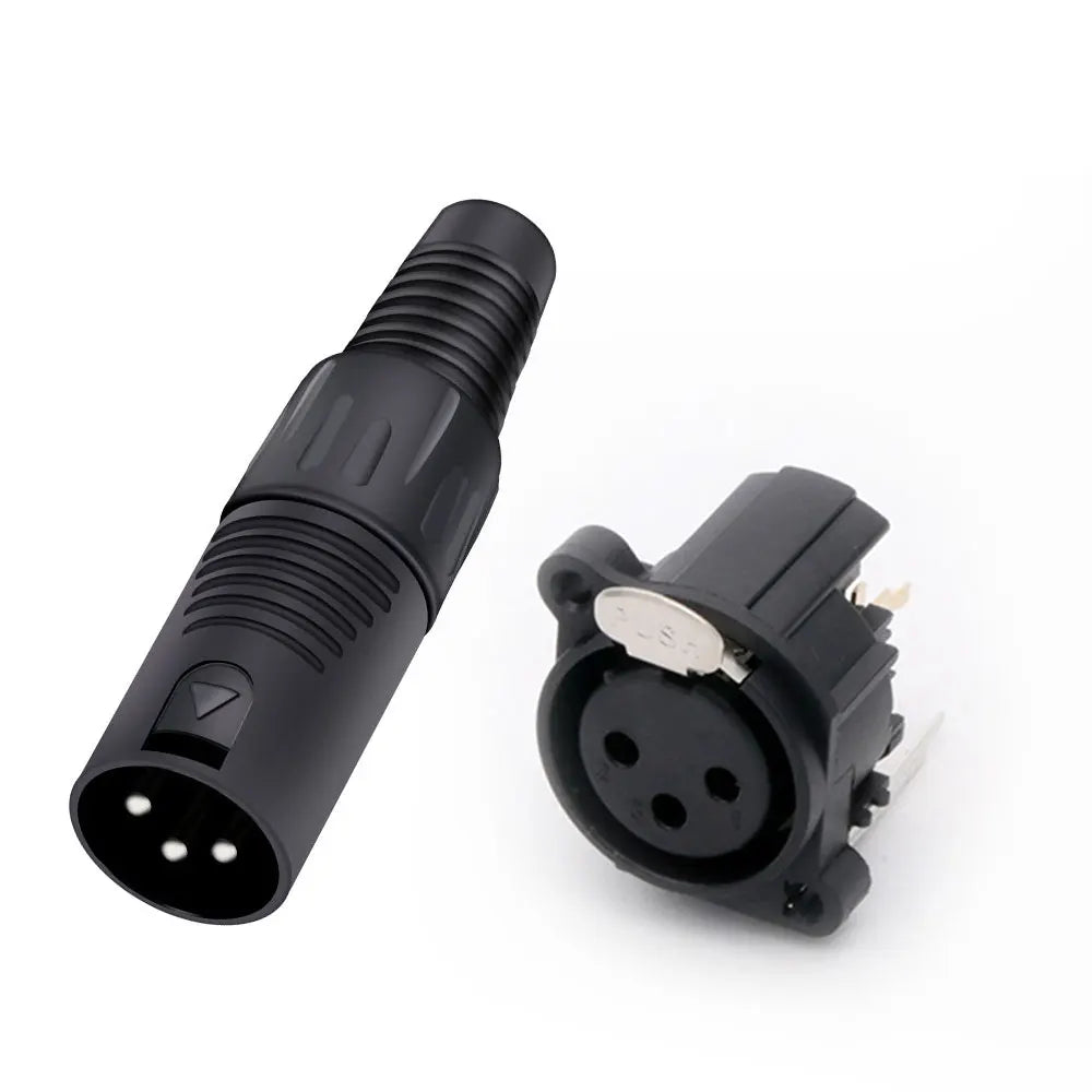 2PCS XLR wire connector, 3pins, male plug+female socket, wire connector+panel mount type, with protecting cover, for Audio/Video