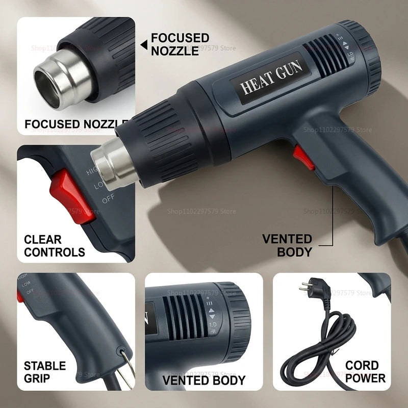 Hot Air Gun 220V Heat Gun 2000W Variable Advanced Electric Advanced Hot Air Gun Temperatures Adjustable Electric Heat Gun