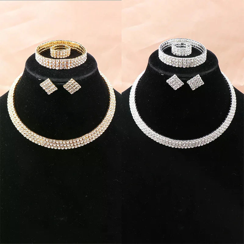 Parure Éclat de Mariée – Collier, bracelet, bague et boucles d’oreilles