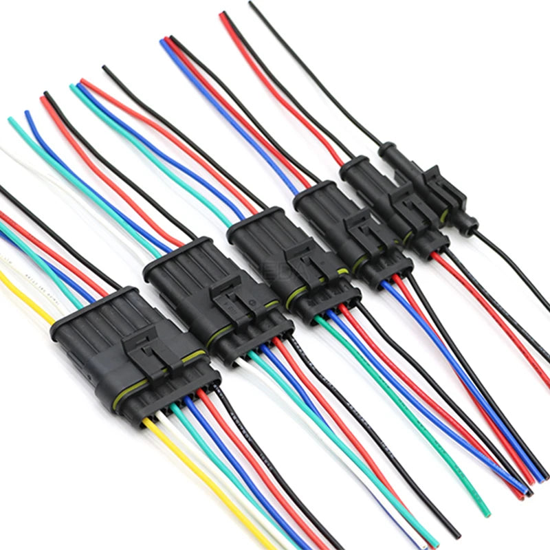 1Set Waterproof Electrical Auto Connector 1P-6P Way Male Female Plug with Wire Cable Harness for Car Motorcycle