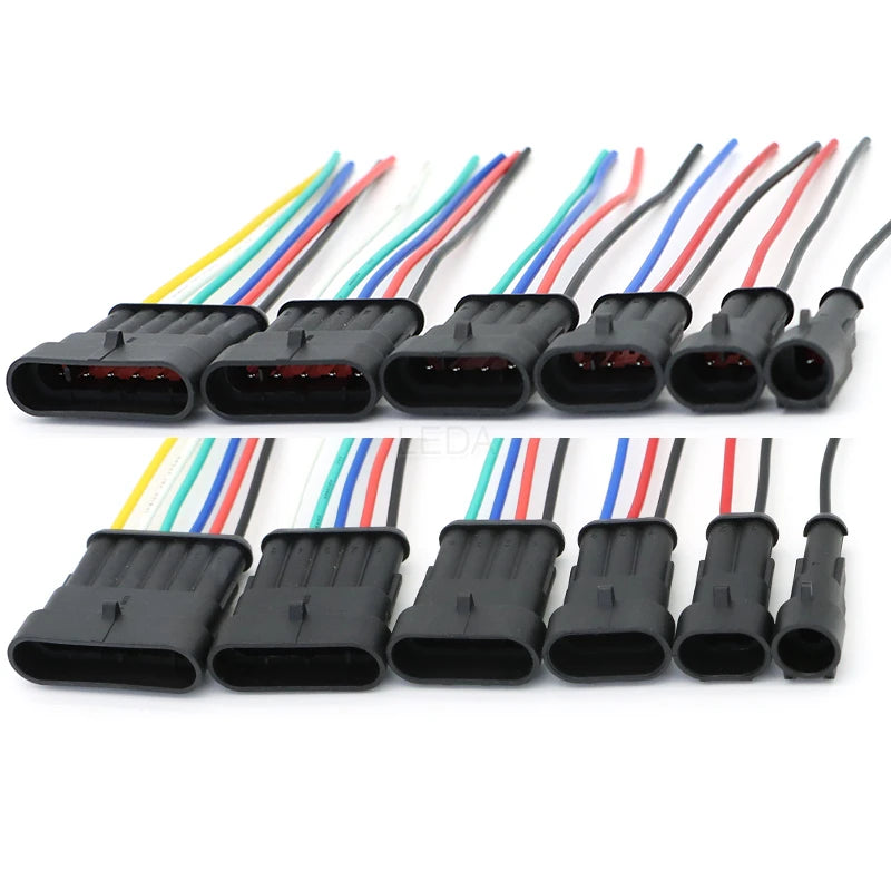 1Set Waterproof Electrical Auto Connector 1P-6P Way Male Female Plug with Wire Cable Harness for Car Motorcycle