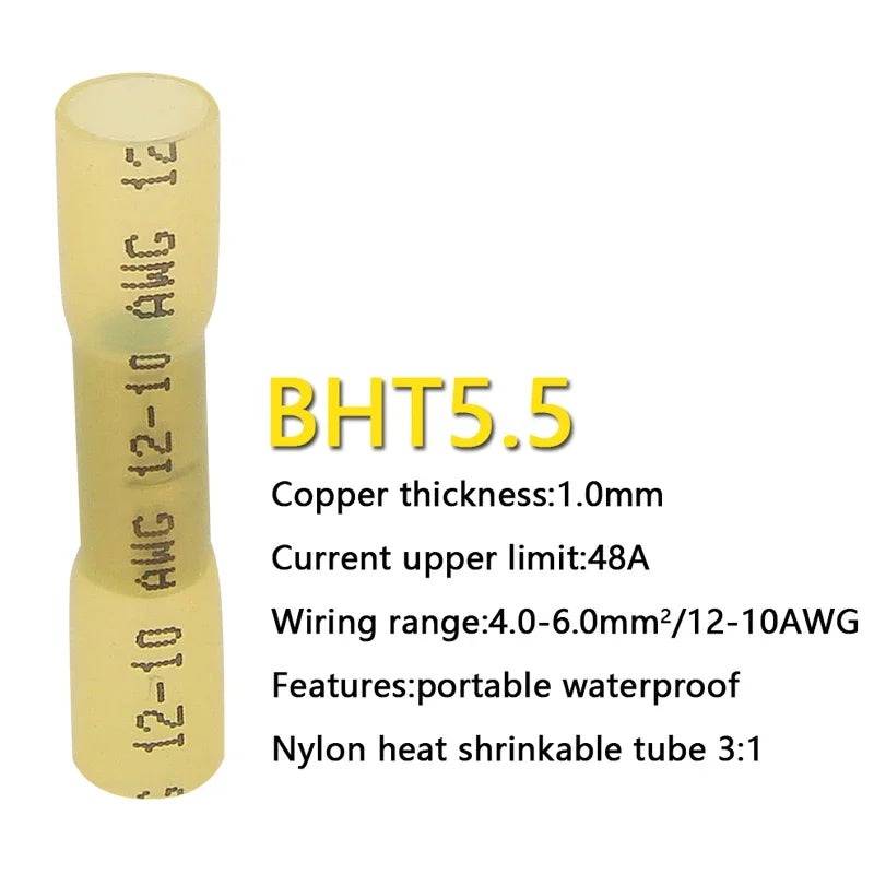 Heat Shrink Butt Wire Connectors Waterproof Insulated Automobile Wire Cable Crimp Terminals AWG 26-10 0.3-6.0mm2