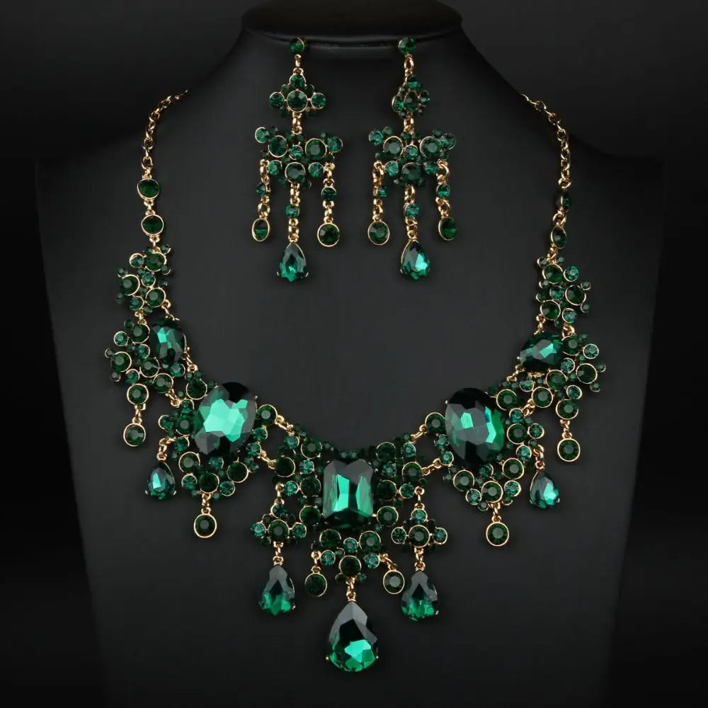 Elegant Rhinestone Jewelry Set Shiny Baroque Necklace Earrings Set Exquisite Luxury Wedding Bridal Accessories Wedding Party
