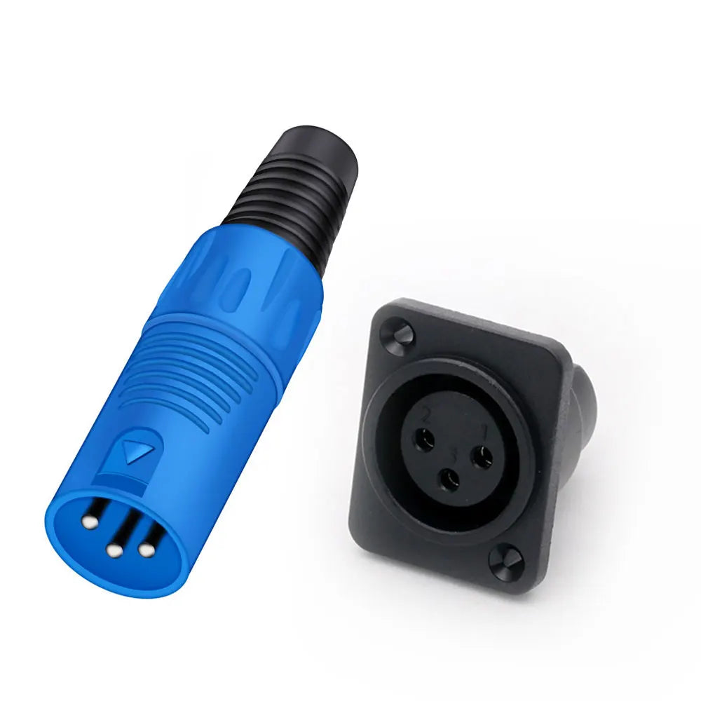 2PCS XLR wire connector, 3pins, male plug+female socket, wire connector+panel mount type, with protecting cover, for Audio/Video