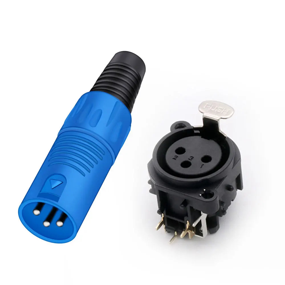 2PCS XLR wire connector, 3pins, male plug+female socket, wire connector+panel mount type, with protecting cover, for Audio/Video