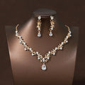 Parure de mariée 4 pièces en alliage et cristal – Diadème, collier et paire de boucles d’oreilles