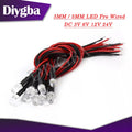 10PCS DC 3V 6V 12V 24V Pre Wired 3mm 5mm LED Light Prewired Emitting Diodes Transparent Yellow Blue Green White Red Orange