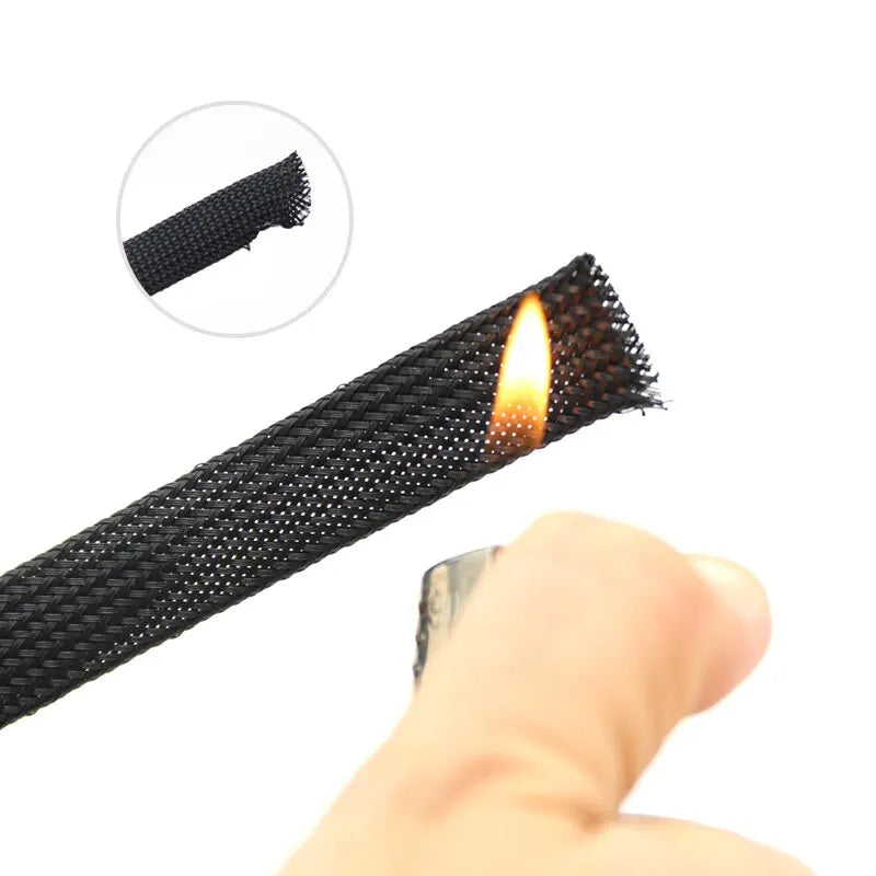 1M 1mm-100mm Black PET Expandable Braided Sleeving Flexible Wire Mesh Sleeve Black For TV Audio PC Cords Wire Cable Protecter