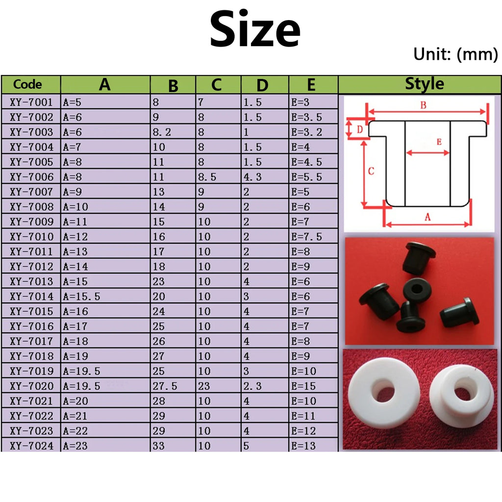 Black White Food Grade Silicone Rubber Grommets O-ring Gasket Through Hole Inserts Plug Bungs Bushing Washer Protect Cable Wire